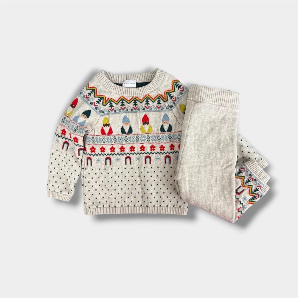 Hanna Andersson Novelty Holiday Sweater Set Rainbow Gnomes 80 cm 18-24 Months